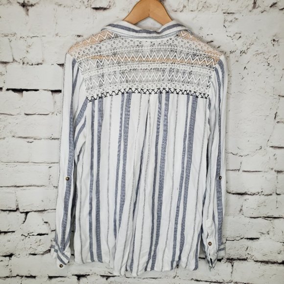 Vintage American Blues Roadtrip Striped Mackenzie Blouse Sz. Large White… - Picture 8 of 10